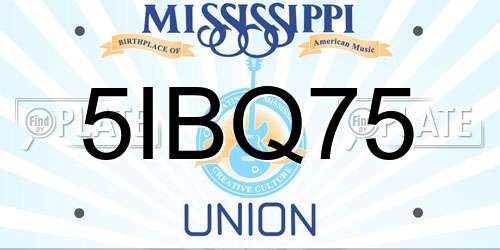 5IBQ75 Mississippi License Plate