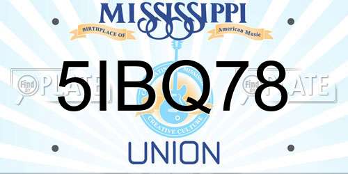 5IBQ78 Mississippi License Plate