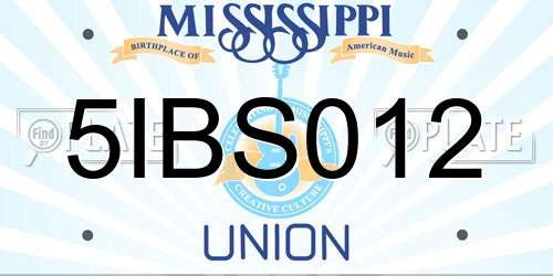 5IBS012 Mississippi License Plate