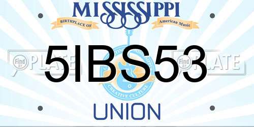 5IBS53 Mississippi License Plate
