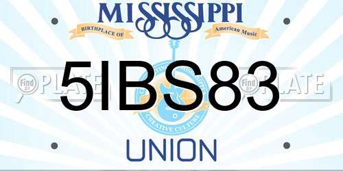 5IBS83 Mississippi License Plate