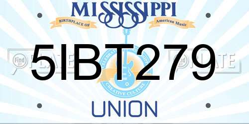 5IBT279 Mississippi License Plate