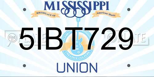 5IBT729 Mississippi License Plate