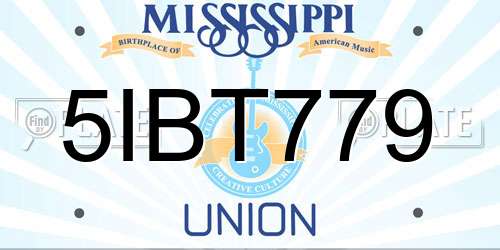 5IBT779 Mississippi License Plate