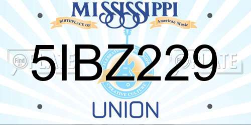 5IBZ229 Mississippi License Plate