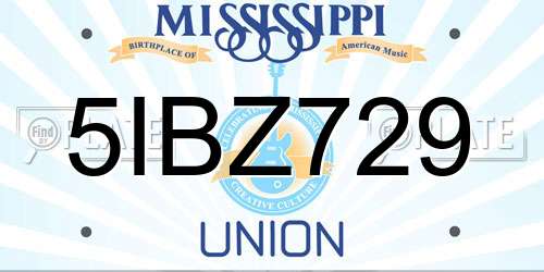 5IBZ729 Mississippi License Plate