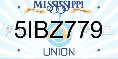 5IBZ779 Mississippi License Plate