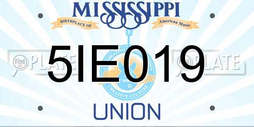 5IE019 Mississippi License Plate