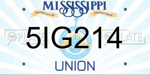 5IG214 Mississippi License Plate