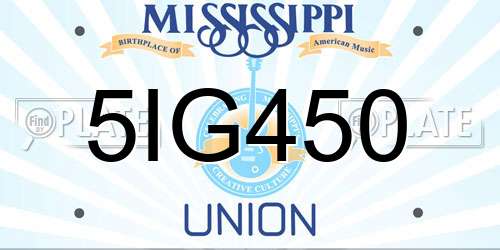5IG450 Mississippi License Plate