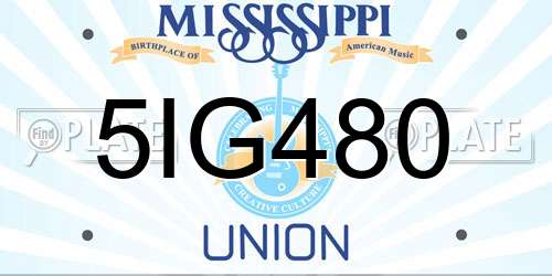 5IG480 Mississippi License Plate
