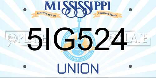 5IG524 Mississippi License Plate