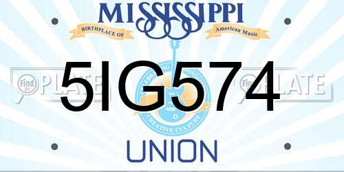 5IG574 Mississippi License Plate