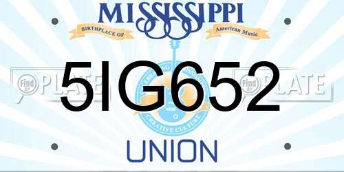 5IG652 Mississippi License Plate