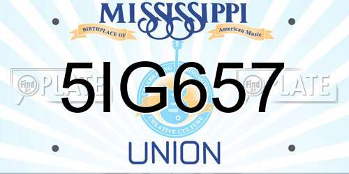 5IG657 Mississippi License Plate