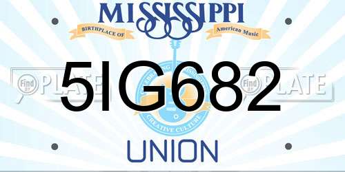 5IG682 Mississippi License Plate