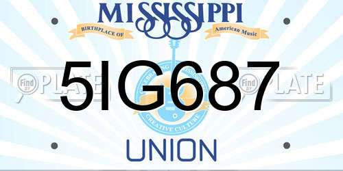 5IG687 Mississippi License Plate