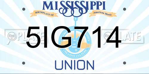 5IG714 Mississippi License Plate