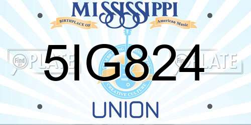 5IG824 Mississippi License Plate