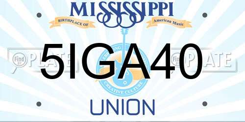 5IGA40 Mississippi License Plate