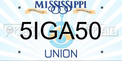 5IGA50 Mississippi License Plate