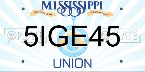 5IGE45 Mississippi License Plate