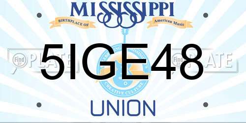 5IGE48 Mississippi License Plate