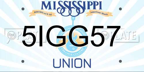 5IGG57 Mississippi License Plate