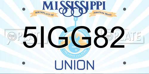5IGG82 Mississippi License Plate