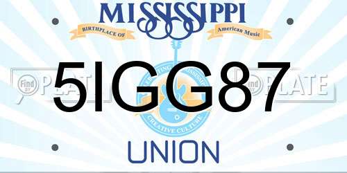 5IGG87 Mississippi License Plate