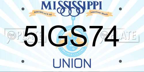 5IGS74 Mississippi License Plate