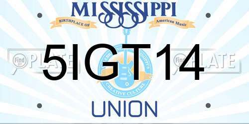 5IGT14 Mississippi License Plate