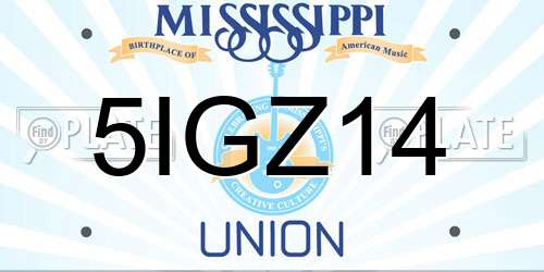 5IGZ14 Mississippi License Plate