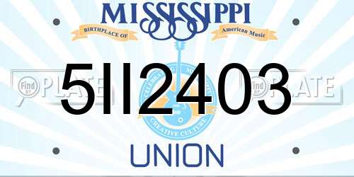 5II2403 Mississippi License Plate