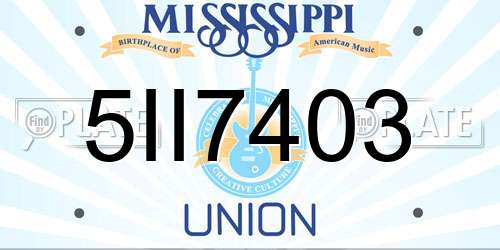 5II7403 Mississippi License Plate