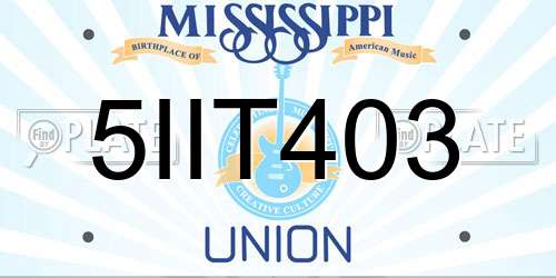 5IIT403 Mississippi License Plate