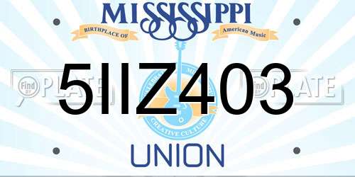 5IIZ403 Mississippi License Plate