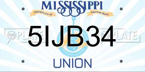 5IJB34 Mississippi License Plate