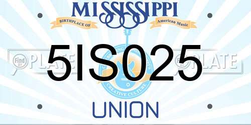 5IS025 Mississippi License Plate