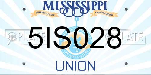 5IS028 Mississippi License Plate