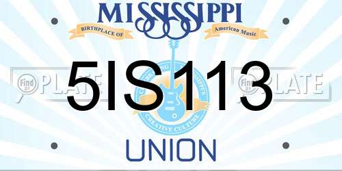 5IS113 Mississippi License Plate