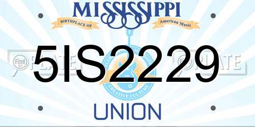 5IS2229 Mississippi License Plate