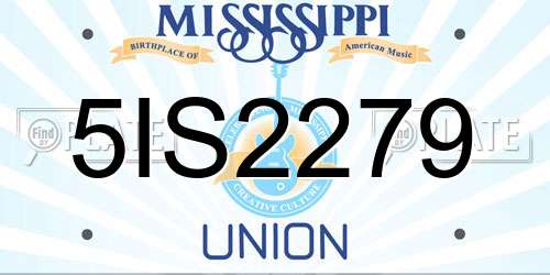 5IS2279 Mississippi License Plate