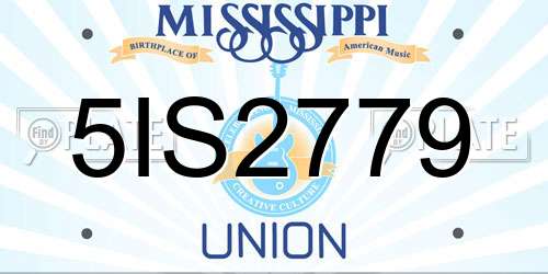 5IS2779 Mississippi License Plate
