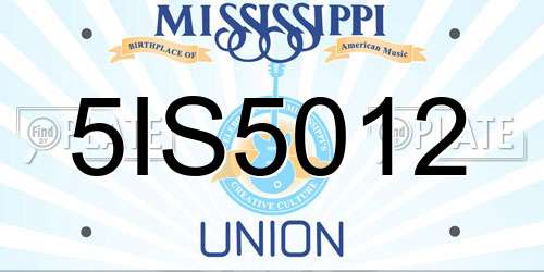 5IS5012 Mississippi License Plate