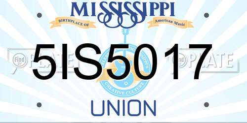 5IS5017 Mississippi License Plate