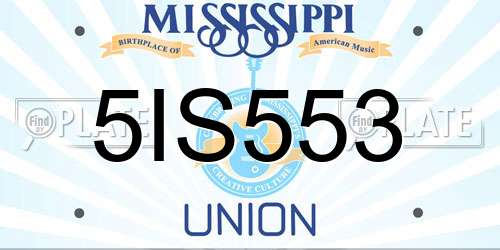 5IS553 Mississippi License Plate