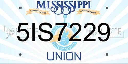 5IS7229 Mississippi License Plate