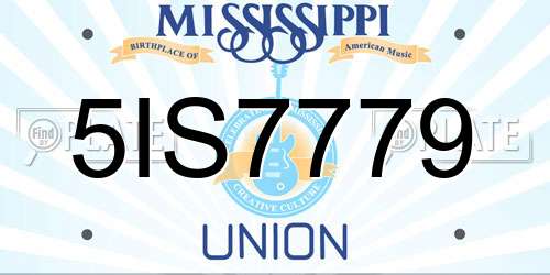 5IS7779 Mississippi License Plate