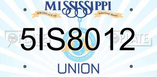 5IS8012 Mississippi License Plate